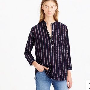 J. Crew | Metallic Stripe Popover Tunic Shirt